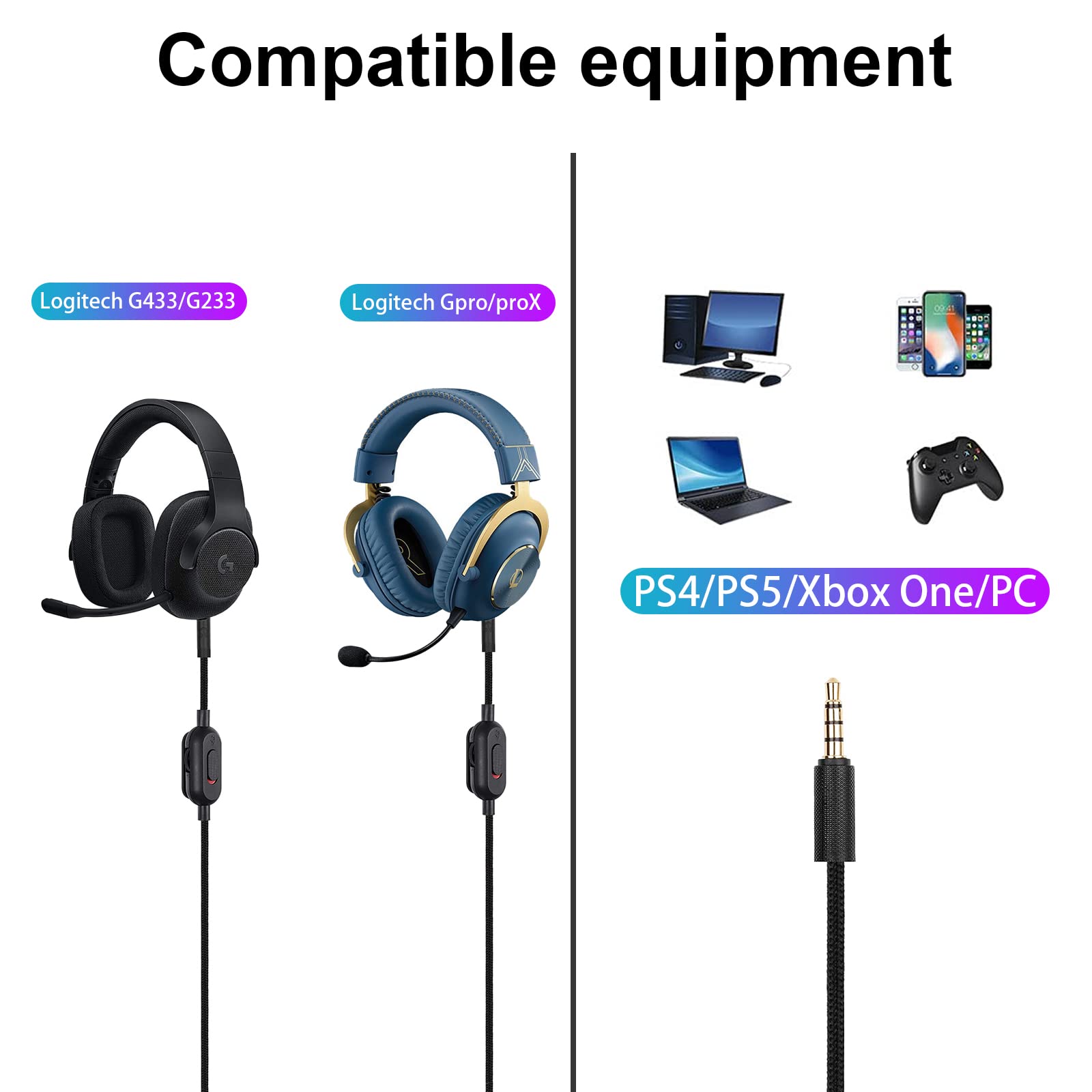 Amazon.co.jp: G433 交換用オーディオケーブルコード Logitech G433